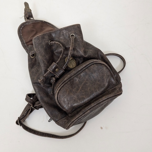 Faux Leather Mini Backpack Pockets Straps Knapsack Pouch Small Rucksack Handbag - Picture 8 of 10